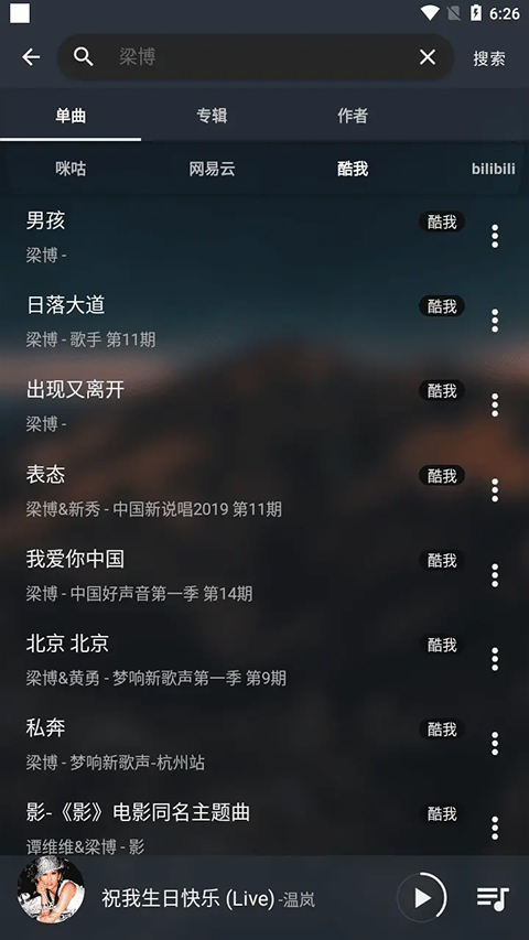 搜索与播放示意