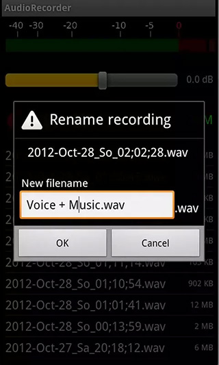 audio recorder功能界面